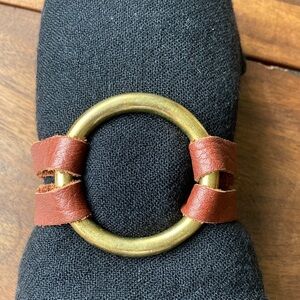 Henri Lou Brown Leather and Brass Ring Bracelet